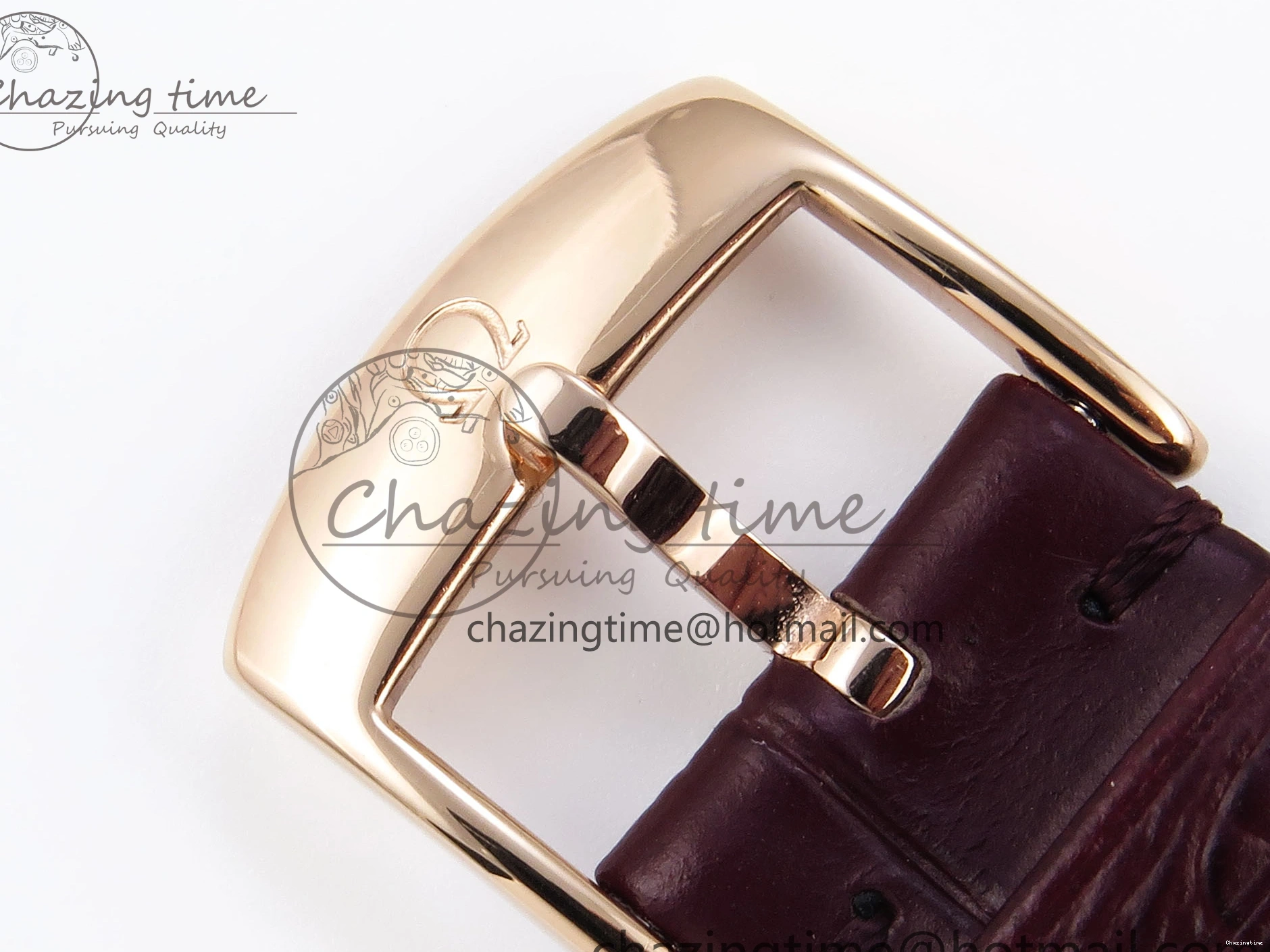 0121 Modern De Ville Date RG MKF 1:1 Best Edition White Textured Dial Roman Marker on Brown Leather Strap A 7752